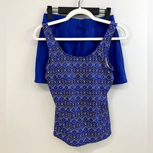 L.L. Bean Scoop Tankini Swimsuit with Skirt SPF 50 Blue